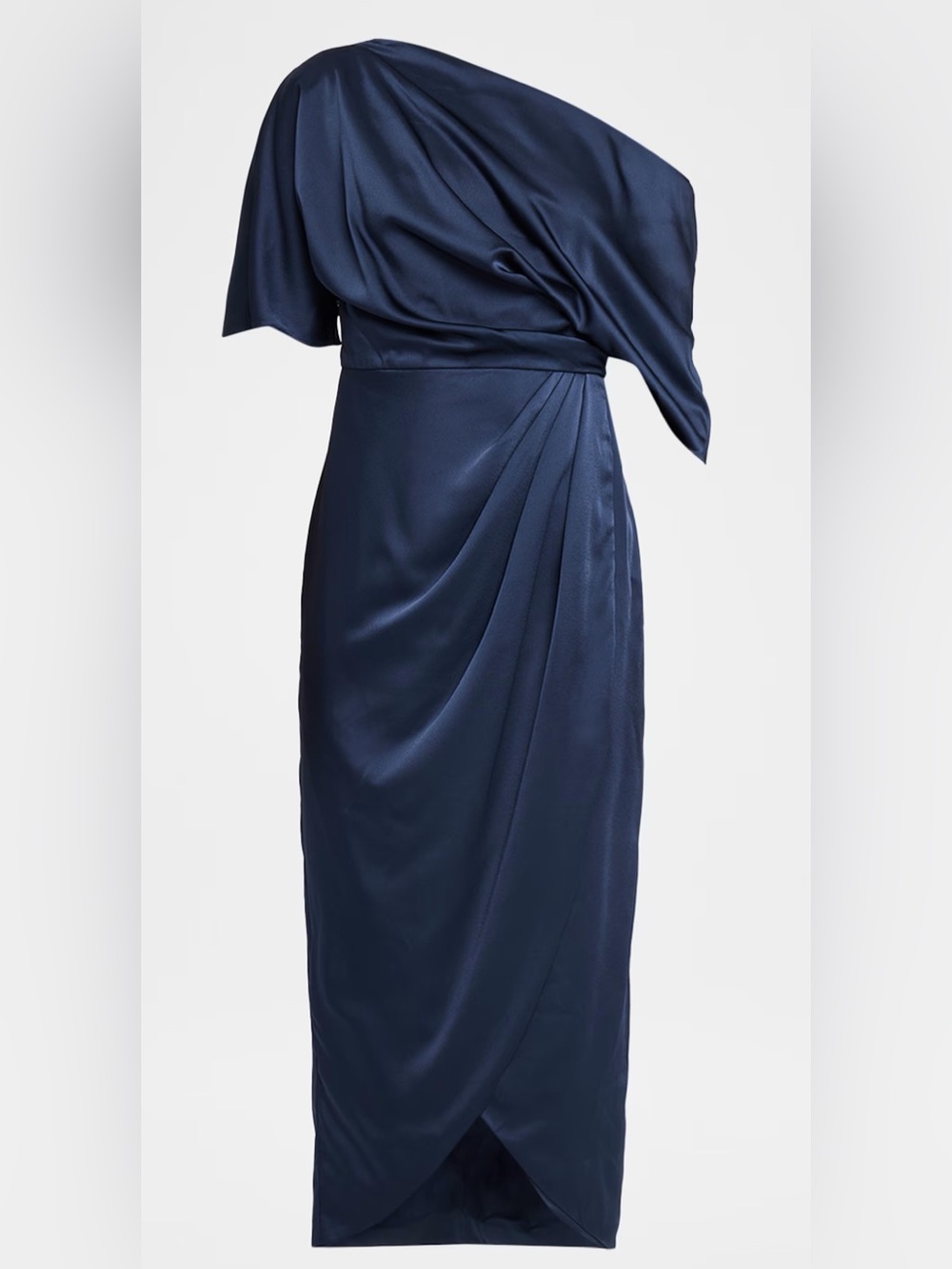 Theia "Rayna" one shoulder midi dress, size 6, in blue.